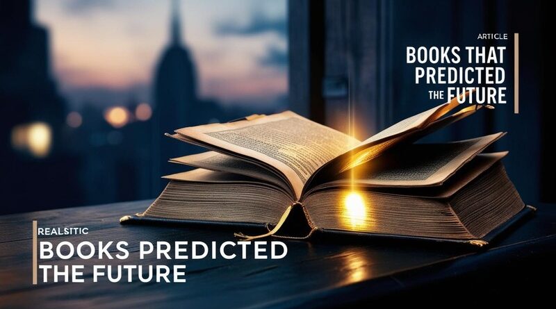 Alt text: immagine di libro con testo in inglese che cita il contenuto dell'articolo "Libri che hanno previsto il futuro"